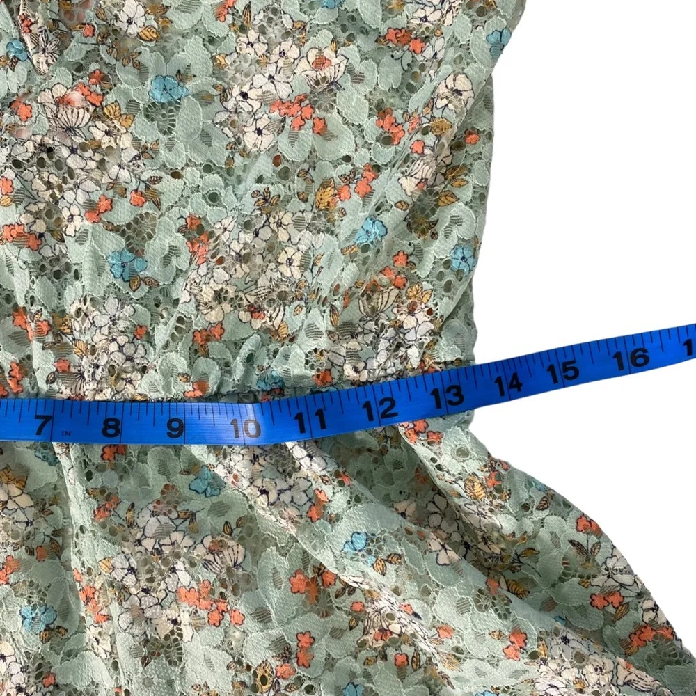 Victoria's Secret Romper Size Small Green Lace Floral Lingerie Semi Sheer